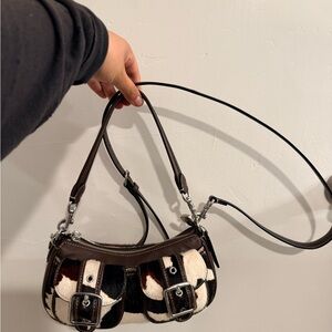 Coach Brown and Cream Shoulder Bag